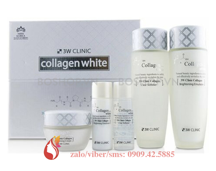Bộ 5 Món dưỡng trắng da 3W Clinic Collagen White