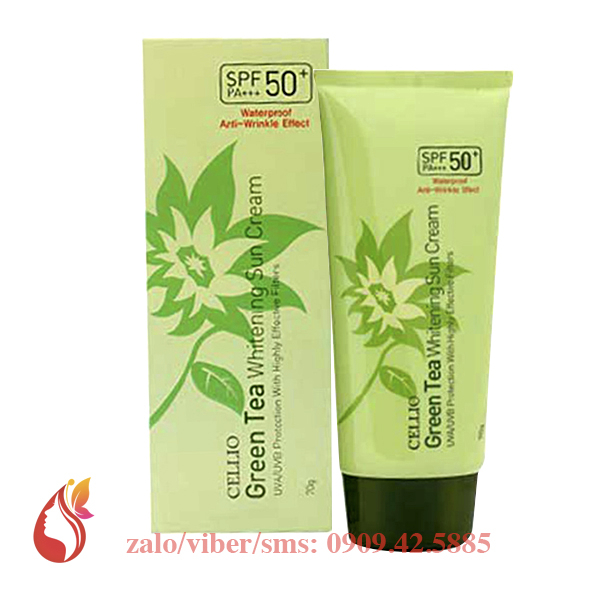 Kem Chống Nắng Cellio Green Tea Whitening Sun Cream SPF 50PA+ 70g